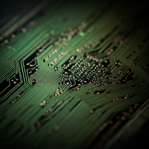Macro photograph of a precision semiconductor wafer